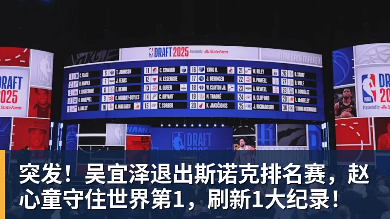 星空体育突发！吴宜泽退出斯诺克排名赛，赵心童守住世界第1，刷新1大纪录！
